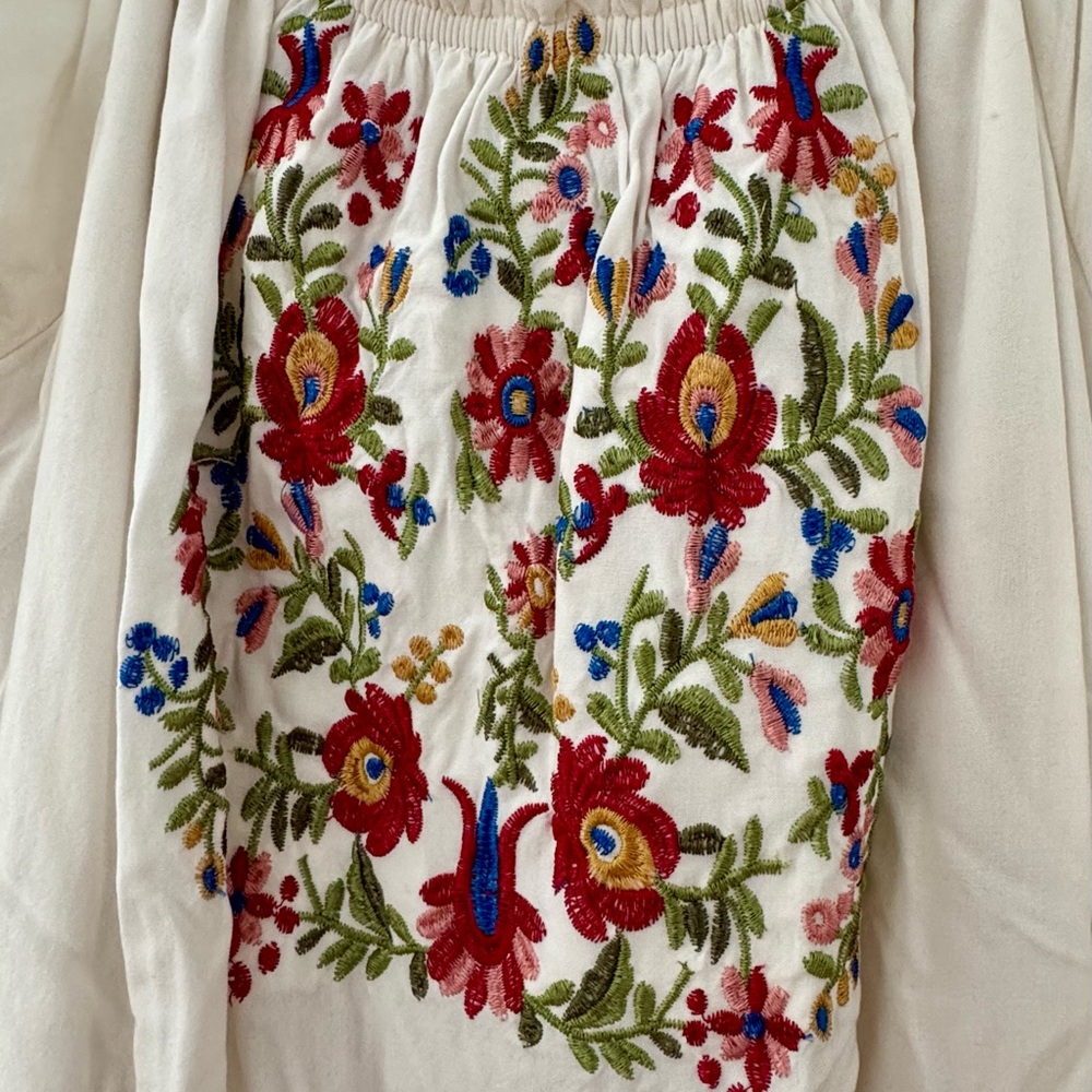 Embroidered Cream Dress - Picture 2 of 4